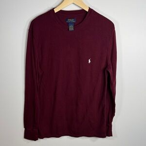 Polo Ralph Lauren Men's Waffle Knit Thermal Shirt Size Large Maroon Burgundy